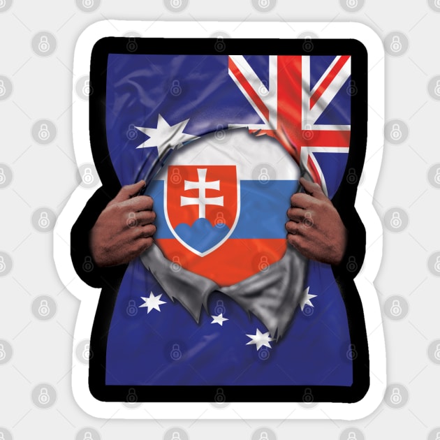 Slovakia Flag Australian Flag Ripped Open - Gift for Slovakian From Slovakia Sticker by Country Flags